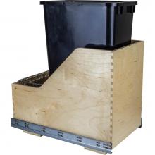 Hardware Resources CAN-WBMS50B - Single 50 Quart Wood Bottom-Mount Soft-close Trashcan Rollout for Hinged Doors, Includes Black Can