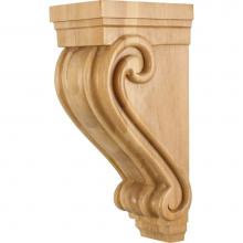 Hardware Resources CORC-2RW - 5'' W x 6-3/4'' D x 14'' H Rubberwood Scrolled Corbel