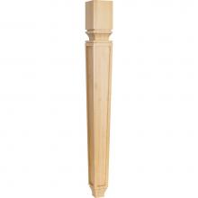 Hardware Resources P9RW - 3-3/4'' W x 3-3/4'' D x 35-1/2'' H Rubberwood Tapered Square Mission