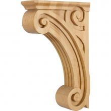 Hardware Resources COR4-2RW - 3'' W x 9'' D x 14'' H Rubberwood Scrolled Fluted Corbel
