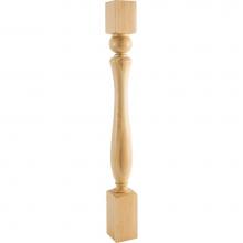 Hardware Resources P81-RW - 3-1/2'' W x 3-1/2'' D x 35-1/2'' H Rubberwood Sphere Turned Post