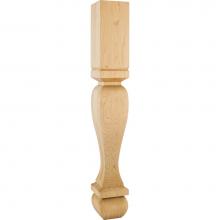 Hardware Resources P13-5-RW - 5'' W x 5'' D x 35-1/2'' H Rubberwood Footed Square Post