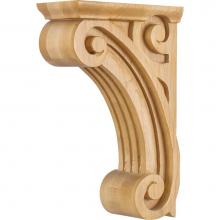 Hardware Resources COR4-1ALD - 3'' W x 6-1/2'' D x 10'' H Alder Scrolled Fluted Corbel