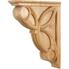Hardware Resources COR6-3RW - 3'' W x 11-5/16'' D x 14'' H Rubberwood Celtic Weave Art Deco Corbel