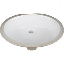 Hardware Resources H8810WH - 17-3/8'' x 14-1/4'' White Oval Undermount Porcelain Bathroom Sink With Overflo