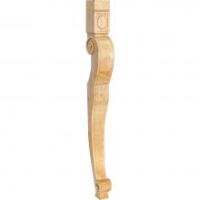 Hardware Resources LEGD-1RW - 2-3/4'' W x 2-3/4'' D x 31'' H Rubberwood Baroque Leg