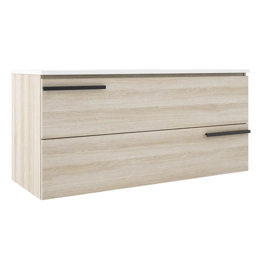 Accent 48'' Two Drawer Wall-Mounted Vanity - White Oak