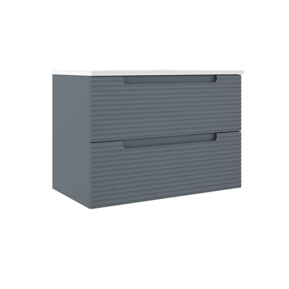 Coda 31'' Two Drawer Wall-Mounted Vanity - Steel Blue Ripple