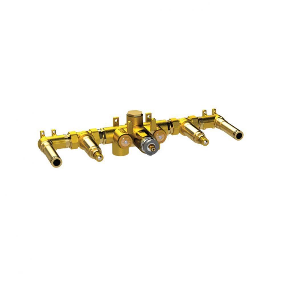 3/4'' Thermostatic Wall Mount Tub Filler Valve - 2 Outputs