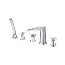 Isenberg 240.2420CP - Five Hole Deck Mounted Roman Tub Faucet With Hand Shower