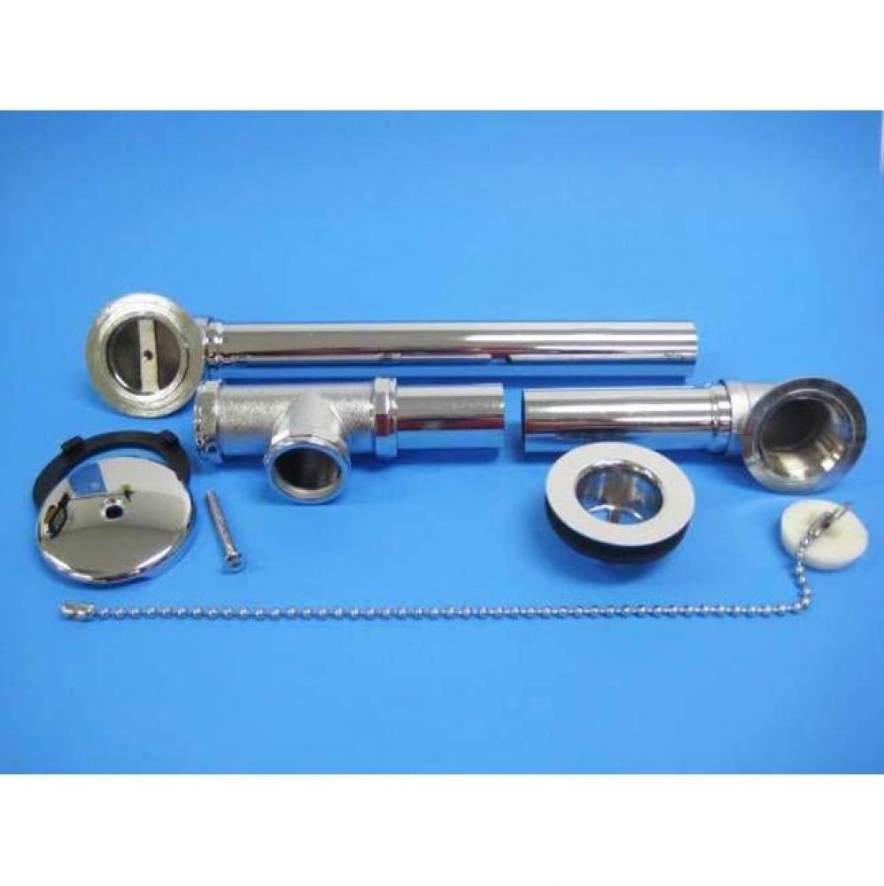 Brass Bathwaste 1-3/8'' CP Trim 20ga CP tubes with rubber stopper