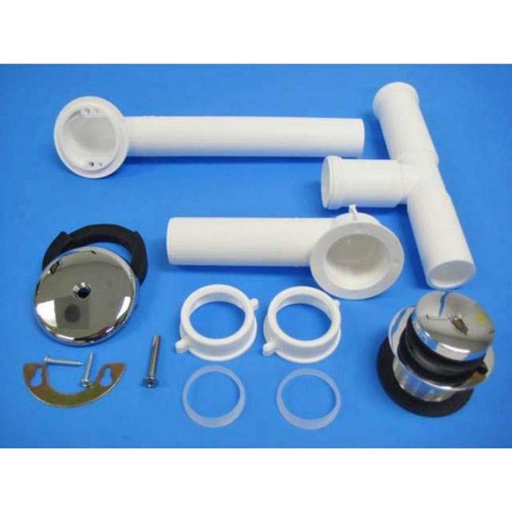 Tubular Bathwaste Toe Touch CP single hole plate White PP, boxed