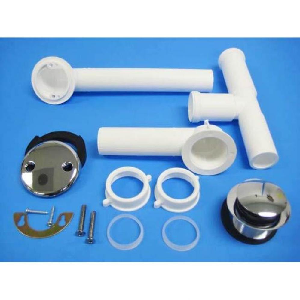 Tubular Bathwaste Low Toe Touch CP White PP, boxed