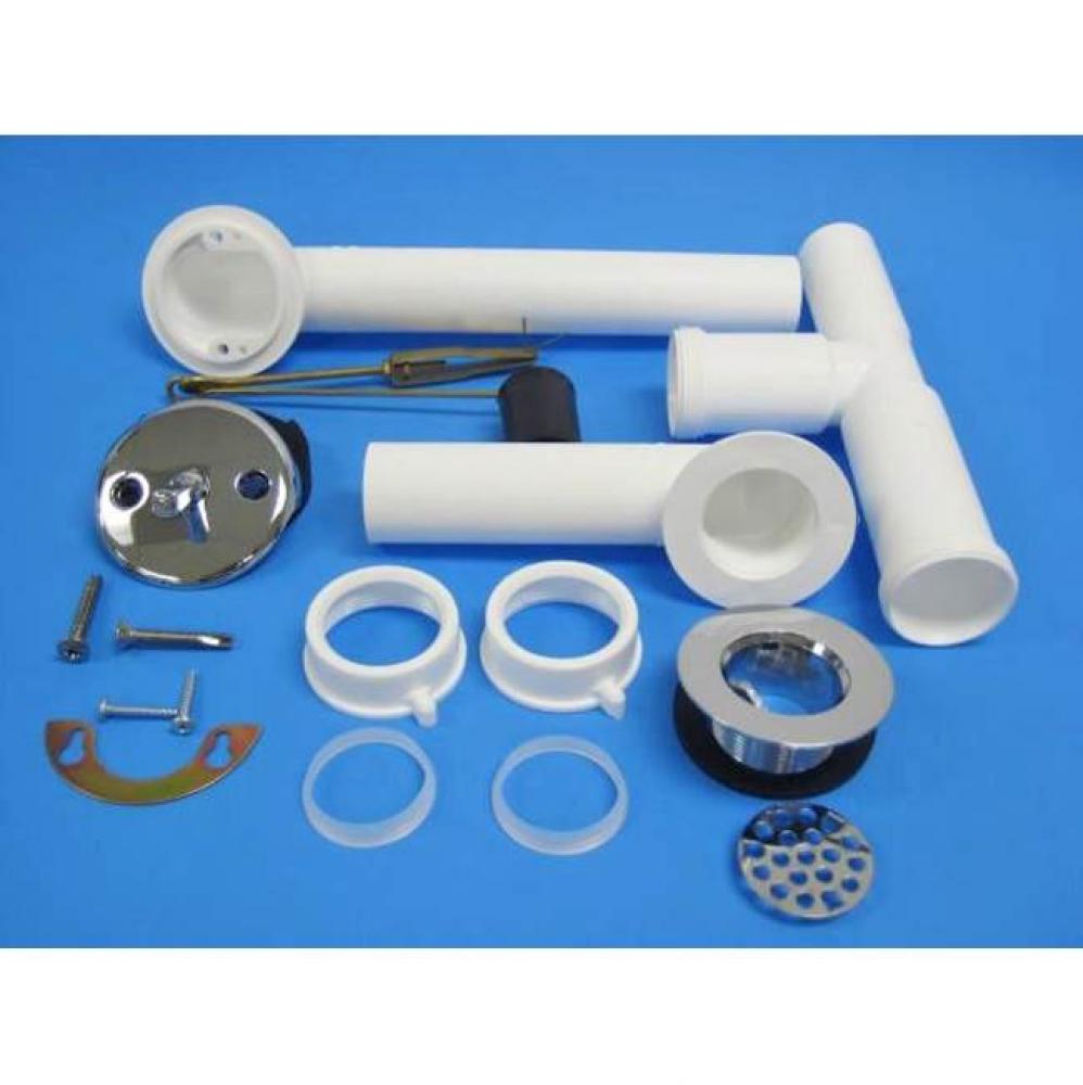 Trip Lever White PP Brushed Nickel 1-1/4'' strainer, boxed