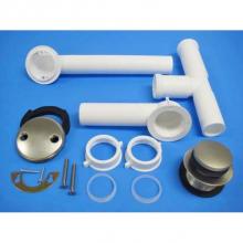 JB Products 725BNPVCBG - Tubular Bathwaste Toe Touch Brushed Nickel White PP, bagged