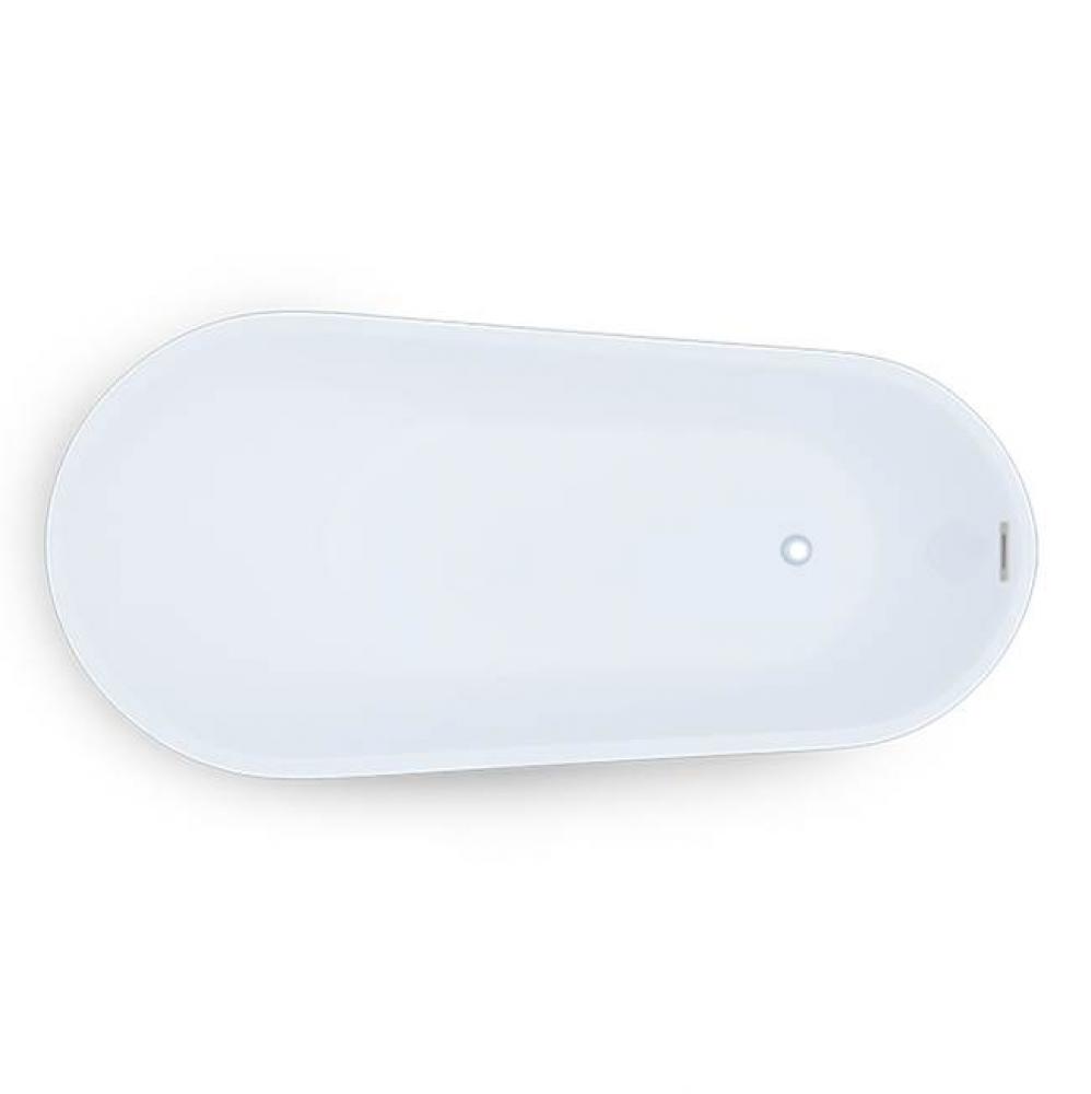 Lucid - 67X31 Wht Freestand Tub End Drain W/Chrome