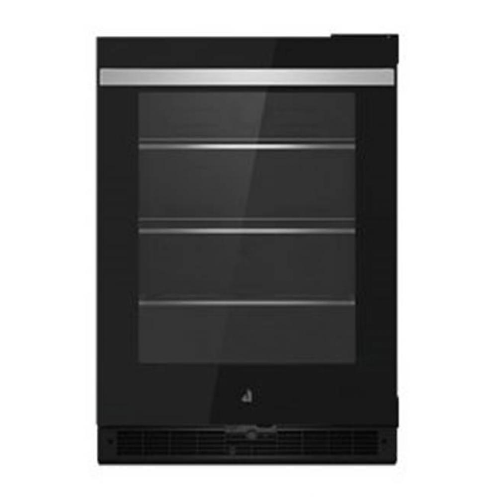 24'' U/C Refrigerator, Noir Style, Right Hinge, Flush Design, Glass Door
