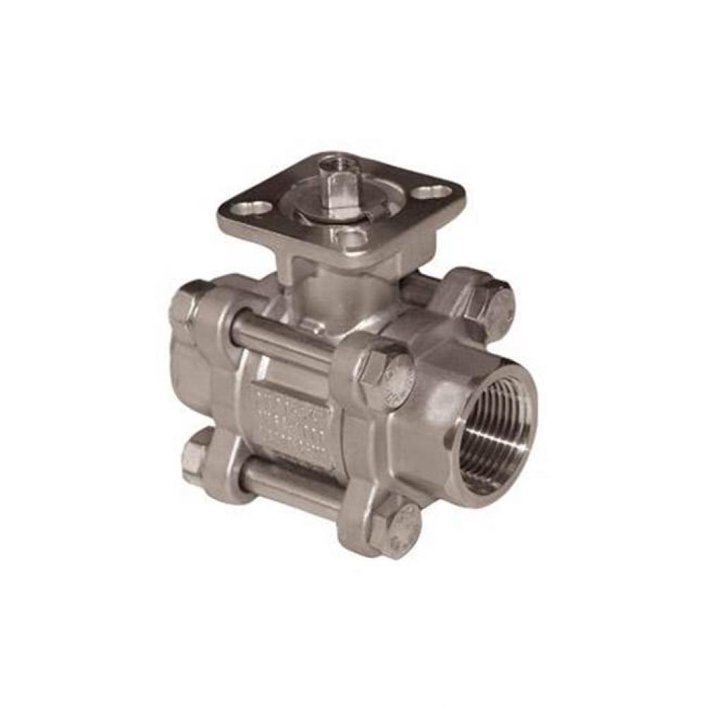 Stainless Steel, 3 Piece 4 Bolt, Full Port, Threaded Connection, 1000 Wog With Iso Mounting Pad 1&
