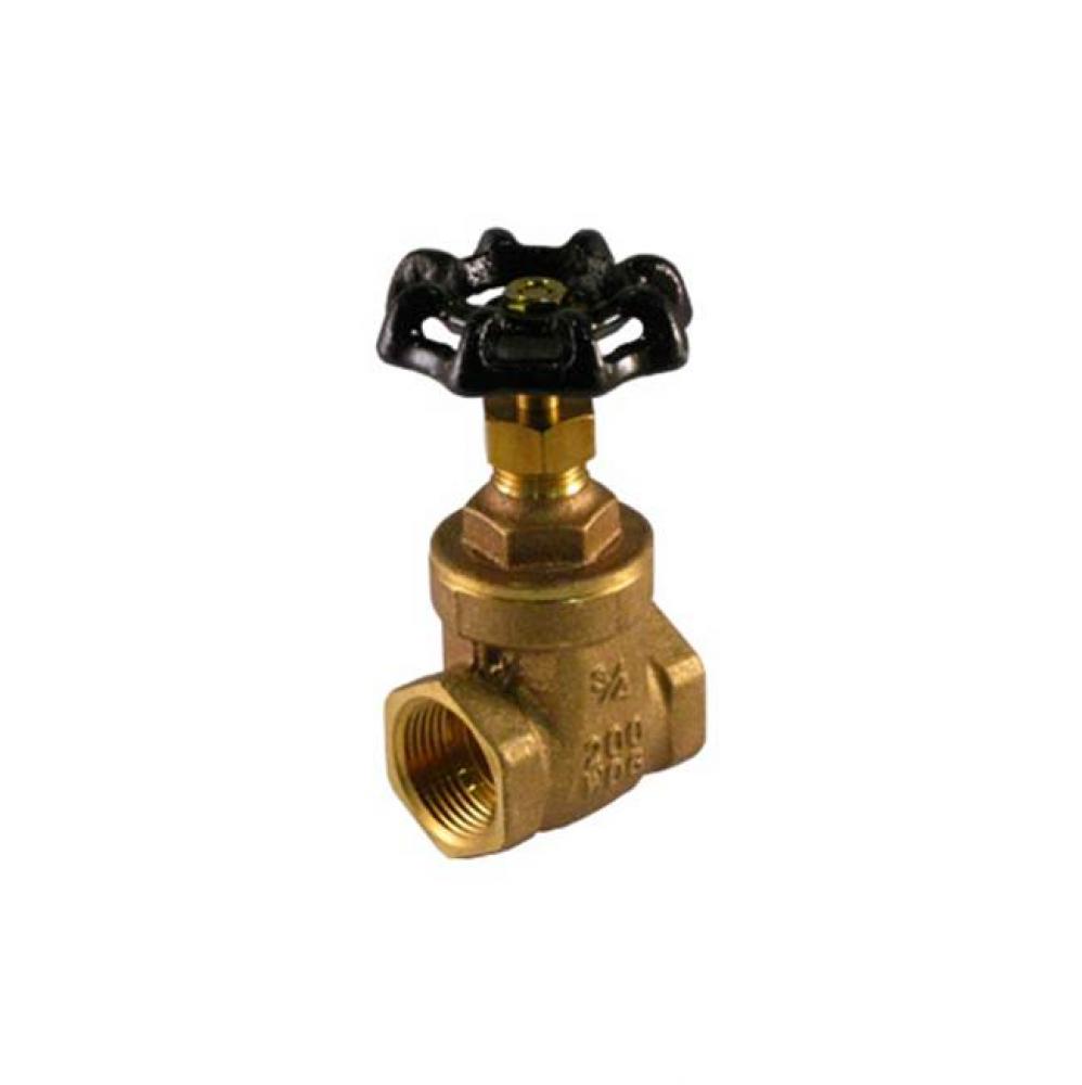 Regular Brass Gate Valve, Non-Rising Stem, Threaded Connection, 200 Wog 1/2''