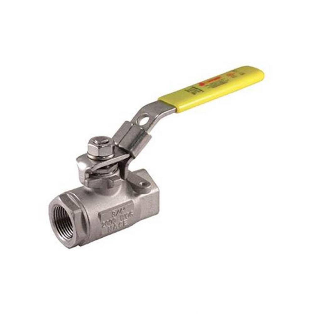 Standard Port, 2 Piece, Threaded Connection, 2000 Wog, Stainless Steel Ball And Stem 1-1/2'&a