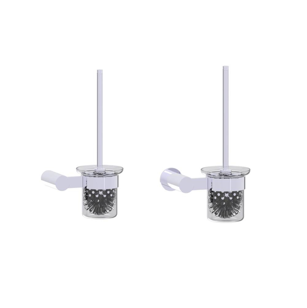 PORTO - Wall Mounted Toilet Brush Set with Frosted Glass Bowl-Polished Chrome