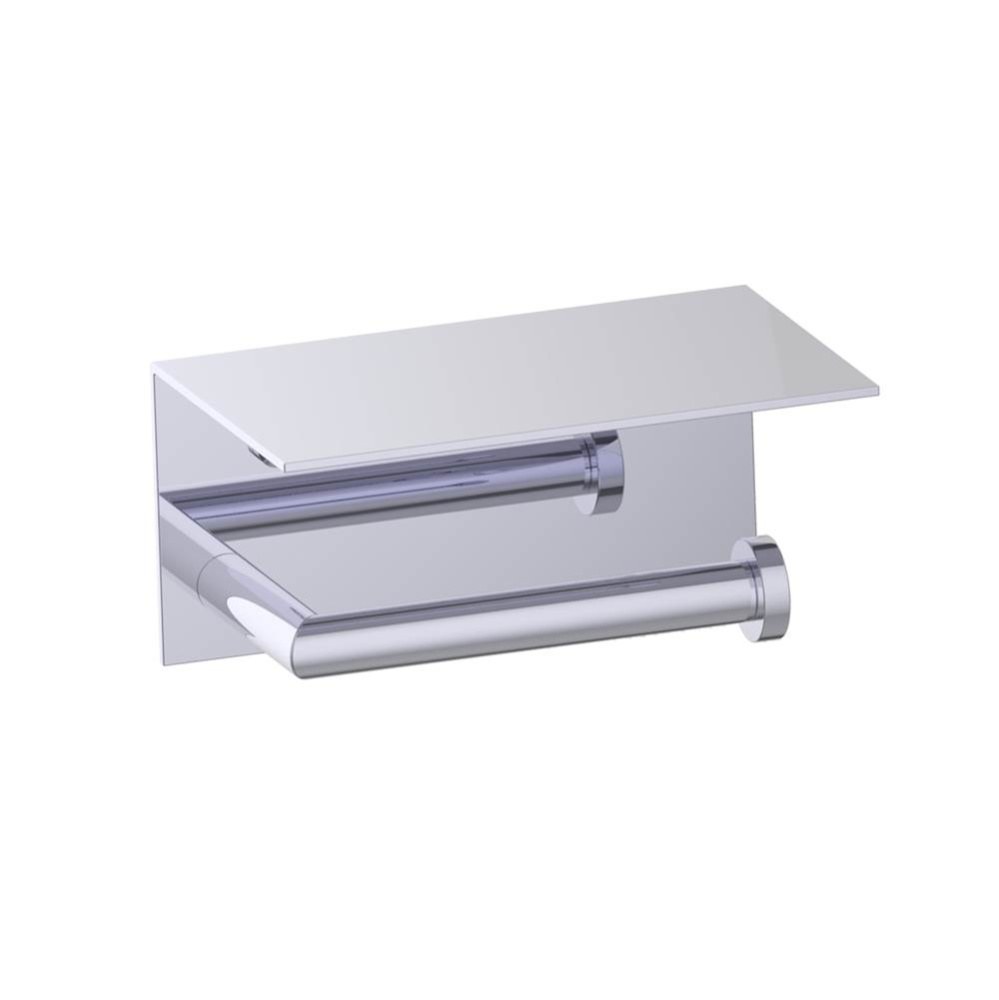 OSLO - Single Toilet Paper Holder with Shelf-Polished Chrome