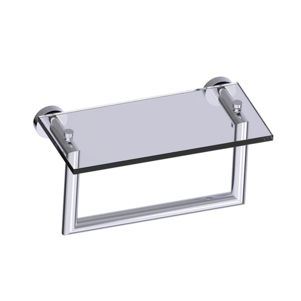 OSLO - 10-inch Glass Shelf with Towel Rail Solid Back-Polished Chrome