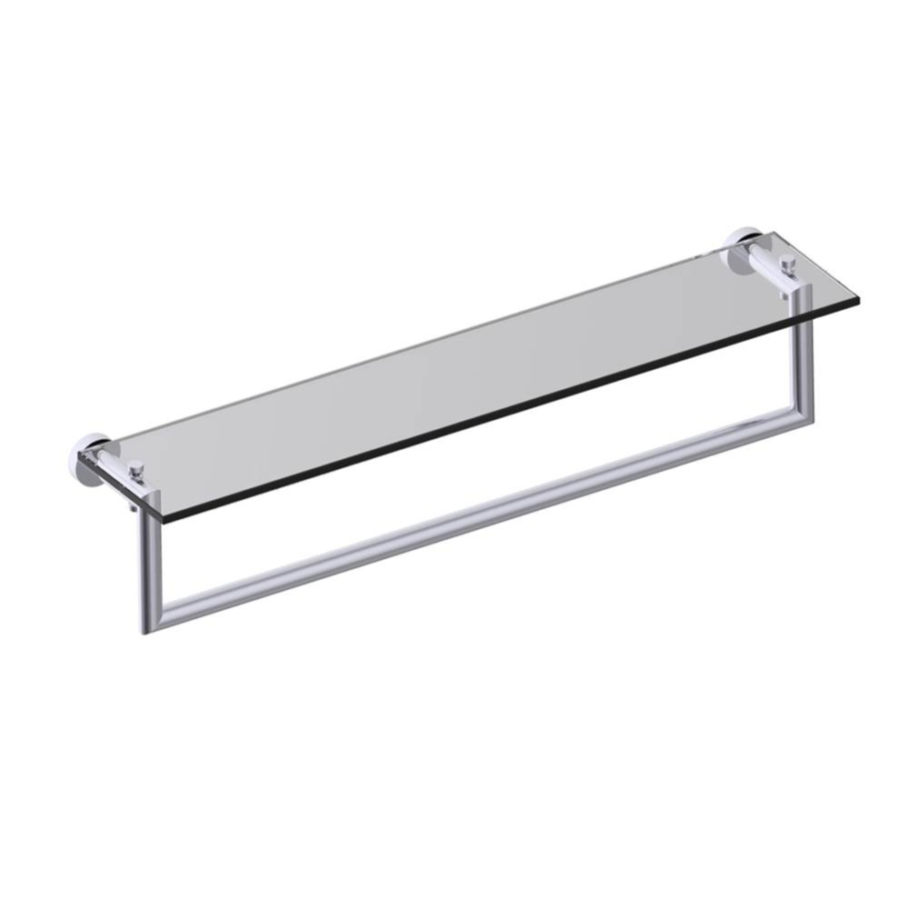 OSLO - 24-inch Glass Shelf with Towel Rail-Polished Chrome
