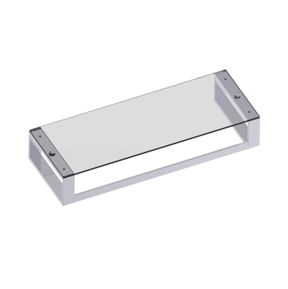 BERLIN - 24-inch Glass Towel Shelf with Bathroom Towel Bar-Polished Chrome