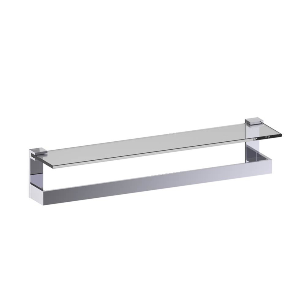 BERLIN - 24-inch Frosted Glass Shelf with Bathroom Towel Bar-Polished Chrome