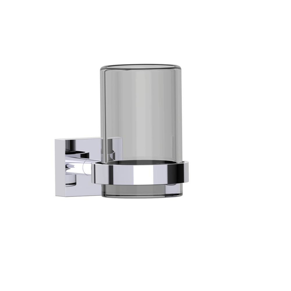 MADRID - Wall Mounted Bathroom Tumbler Cup & Toothbrush Holder with Frosted Glass-Polished Chr