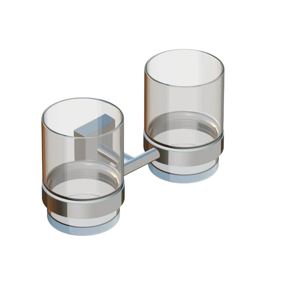 MADRID - Double Bathroom Tumbler Cup & Toothbrush Holder -Polished Chrome