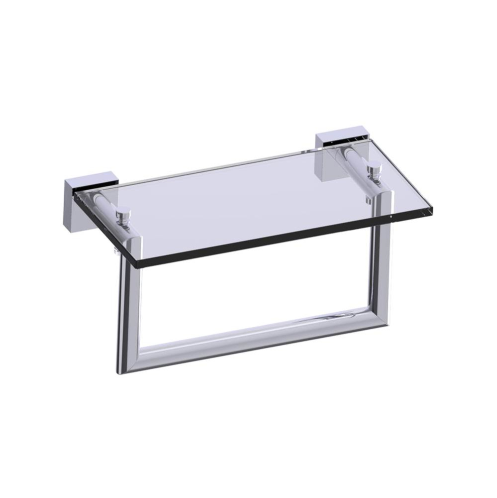 MADRID - 10-inch Glass Shelf  with Towel Rail-Polished Chrome