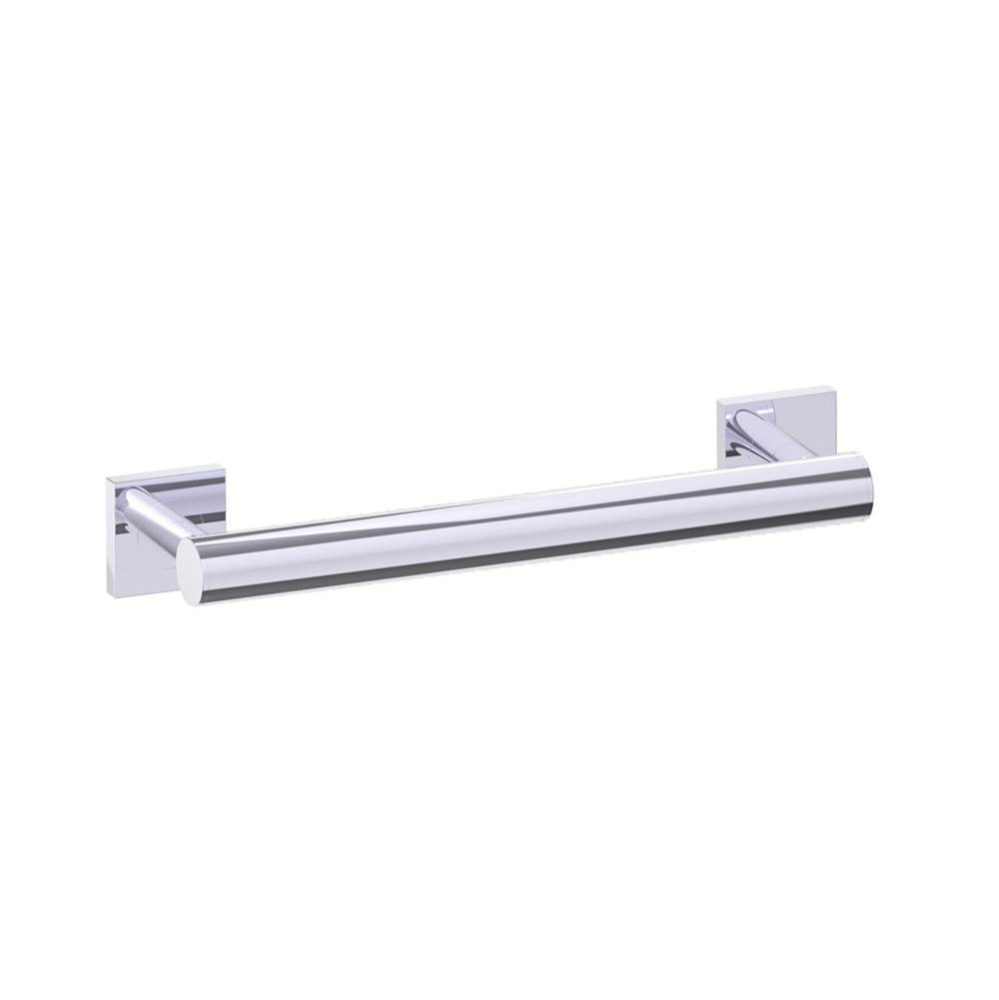 9400 Series 12-inch Round Grab Bar with Square Rosettes-Polished Chrome