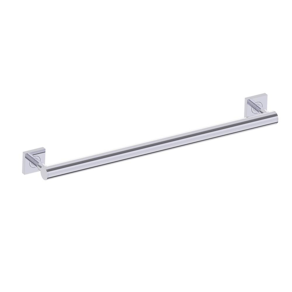 9400 Series 24-inch Round Grab Bar with Square Rosettes-Polished Chrome