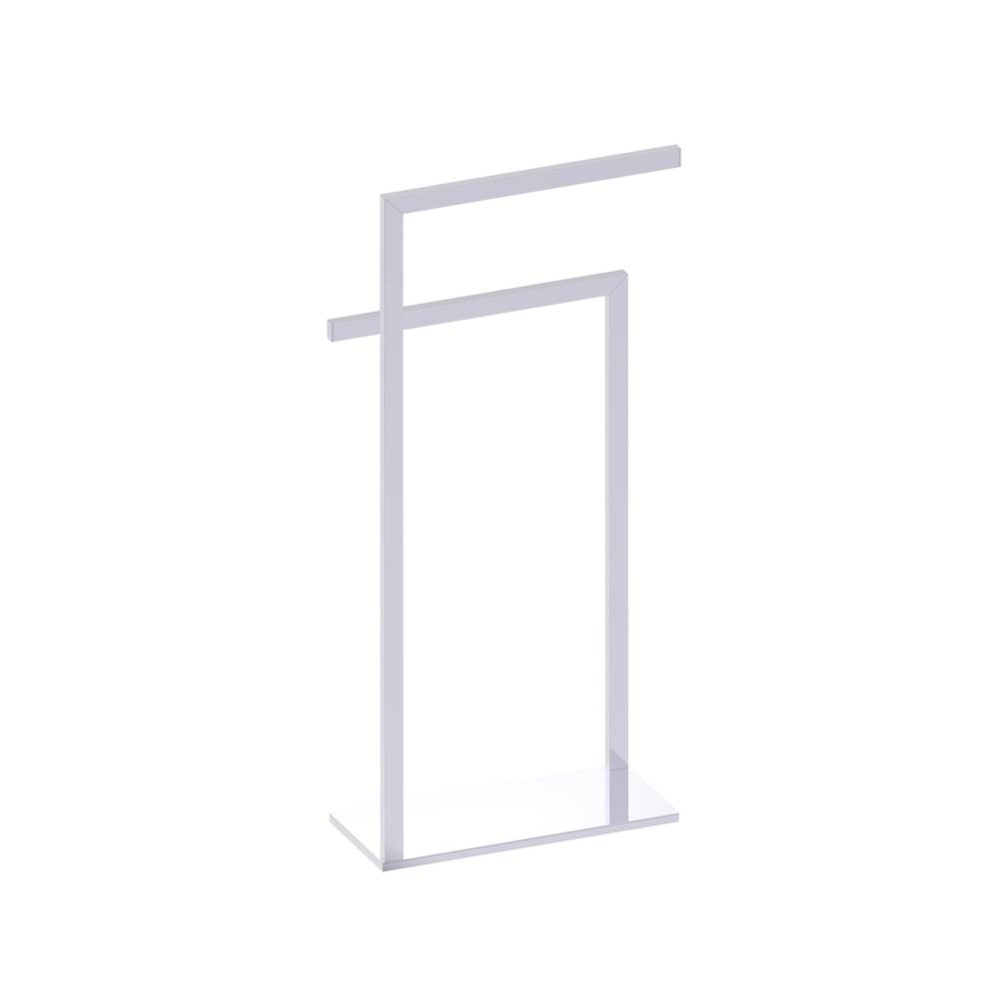 Free Standing - Square Double Towel Rail (Opposing Sides)-Polished Chrome