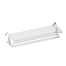 Kartners 144444-99 - OSLO -  24-inch Towel Shelf  with Double Bathroom Towel Bar-Polished Chrome