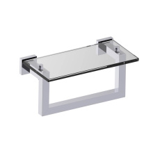 Kartners 248676-99 - LONDON - 10-inch Glass Shelf with Bathroom Towel Bar-Polished Chrome
