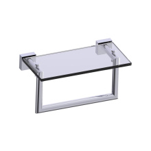 Kartners 262676-99 - MADRID - 10-inch Glass Shelf  with Towel Rail-Polished Chrome
