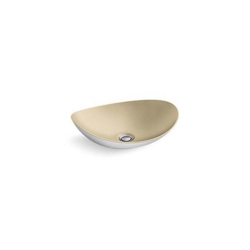 Myam® Vessel, Matte White, Satin Bronze