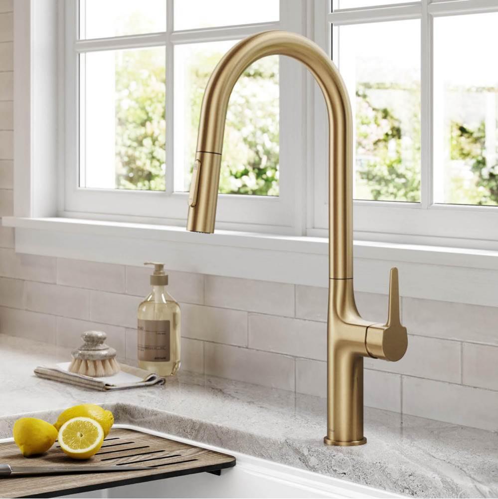 Oletto Tall Modern Pull-Down Single Handle Kitchen Faucet in Chrome