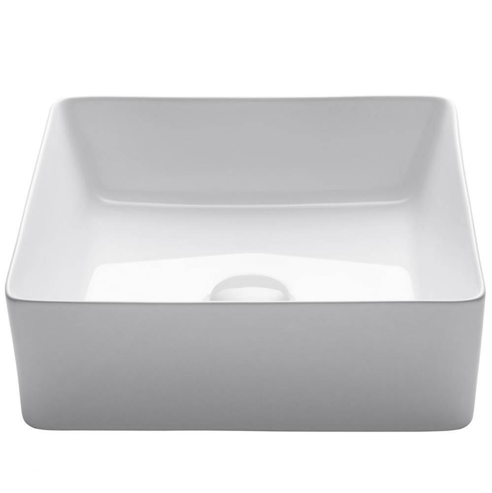 Viva™ Square White Porcelain Ceramic Vessel Bathroom Sink, 15 5/8 in. L x 15 5/8 in. W x 5 1/8 i