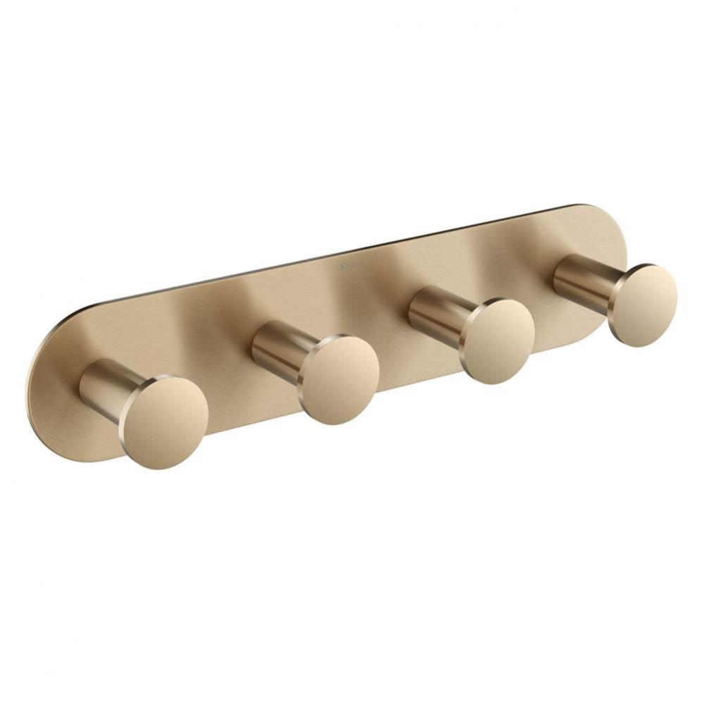 Elie™ Bathroom Robe and Towel Rack with 4 Hooks in Brushed Gold