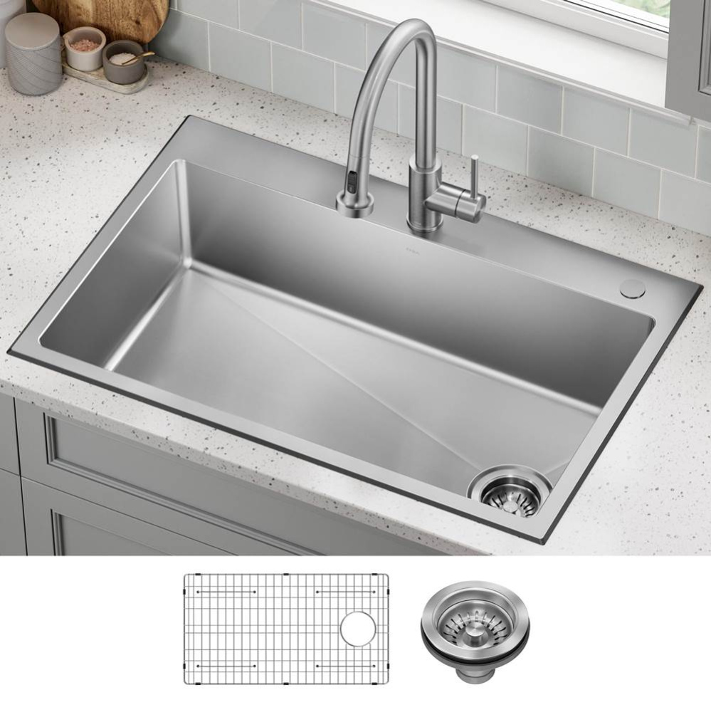 Fairlane™ 33” Drop In / Top Mount Single Bowl 18-Gauge Stainless Steel Kitchen Sink