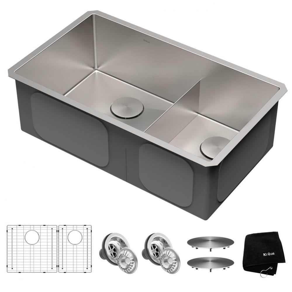 Standart PRO™ 32-inch 16 Gauge Undermount 60/40 Double Bowl Stainless Steel Kitchen Sink