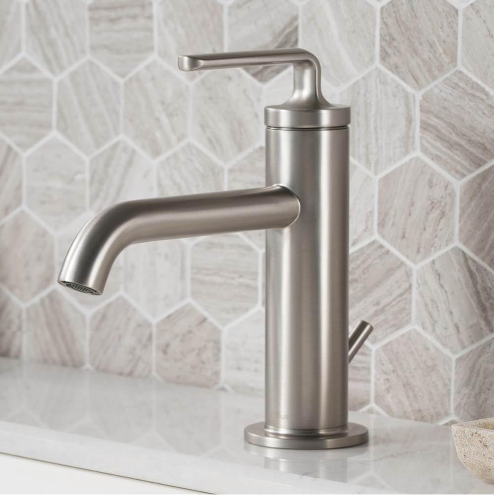 Ramus Single Handle Bathroom Sink Faucet with Lift Rod Drain in Spot Free Stainless Steel