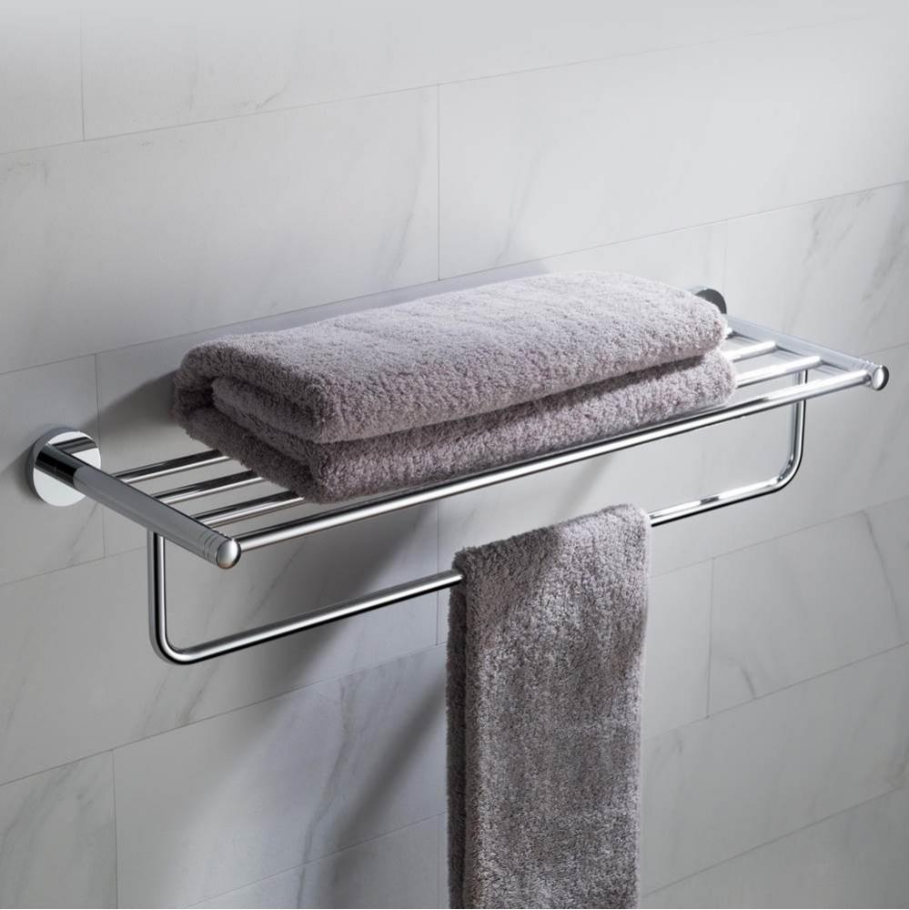Elie™ Bathroom Shelf with Towel Bar, Chrome Finish