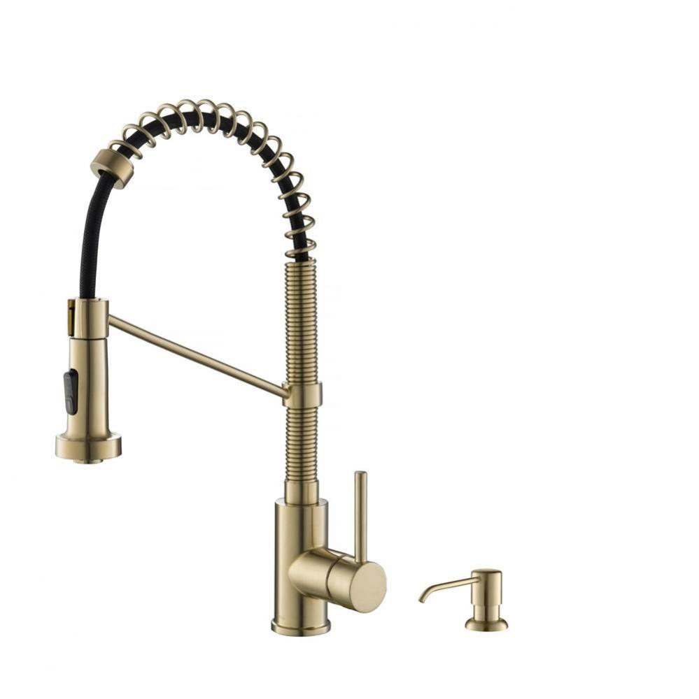 Bolden™ Single Handle Commercial Kitchen Faucet with Soap Dispenser in Spot Free Antique Champag