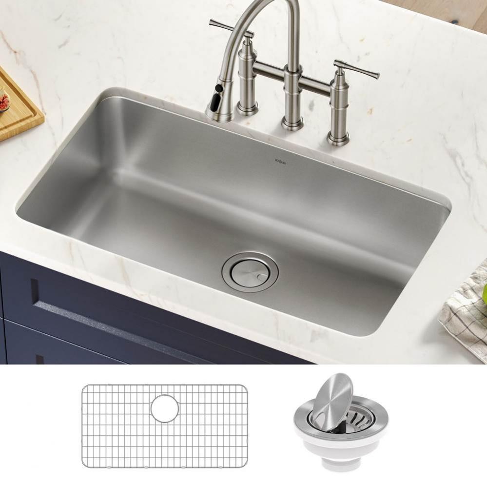 Dex™ 33” Undermount 16 Gauge Stainless Steel Single Bowl Kitchen Sink