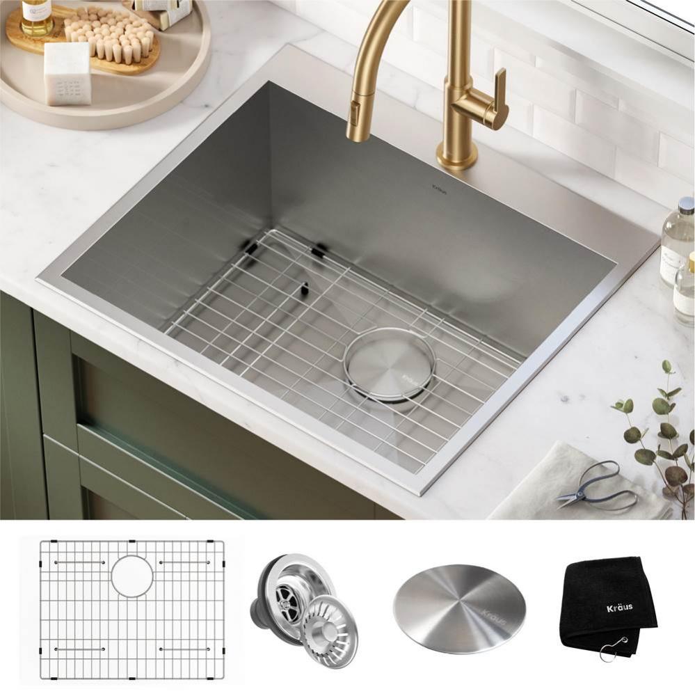 Standart PRO™ 25” Drop-In Top Mount 16 Gauge Stainless Steel Single Bowl Deep Laundry Utility